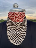 Hand Block Printed Cotton Bandana Boho Floral 21 in Handblock Print Bandana Neckerchief Botanical Design Unisex Accessory Soft Cotton Scarf