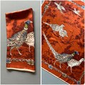 Vtg Pheasant Print Silk Scarf Brown White Blue Green Shawl Square Muffler Unisex Men’s Women’s Wrap Elegant Retro Vibe Grandma Gift for Her