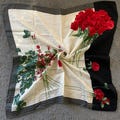 Nina ricci vintage cotton and silk scarf rose pattern from Japan, 54cm*54cm