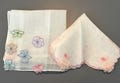 Vintage Handkerchiefs Hankies - Set of 2 Beautiful Floral Appliquéd Handkerchiefs - Delicate Hankies - Round Handkerchief