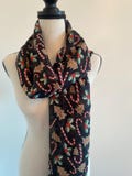 Candy cane and Gingerbread Print Christmas Scarf,Christmas Festive Accessory For women,Her ,Him Soft shawl Blend, Winter Accessory