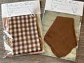 Vintage Hankie Set of 2 Hankies Brown Gingham and Solid Handkerchief