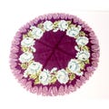 Vintage Midcentury Round Purples Blues Floral Handkerchief  NEW old stock