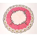Vintage Midcentury Round Pinks Black White Daisy Polka dot Handkerchief  NEW old stock