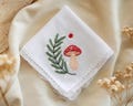 Embroidered Autumn Handkerchief – Custom Floral Hankie for Autumn, Autumn Gift, Personalized with Name & Date, Wedding Embroidery