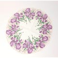 Vintage Midcentury Round Purple Irises  White background  NEW old stock