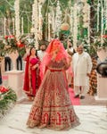 Red Bridal Veil for Wedding | Soft Net Dupatta with Gold Beading | Indian Pakistani Nikah Veil | Desi Wedding Scarf for Brides