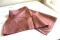Vintage 30s 40s Silk Mens Pocket Handkerchief Rolled Hem Clay Terracotta 22 x 24