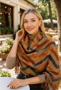 Gift Set Turkish Shawl – Ethnic Pattern Shimmer Wrap – Vizon Fringed Scarf – Wedding, Holiday & Birthday Gift for Women – FREE Bonus Fular