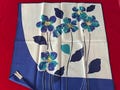 Vintage Nasharr Freres Blue Floral Polyester Crepe Square Scarf 21" made in Japan~ summer scarf, blue floral scarf, Nasharr Freres scarf