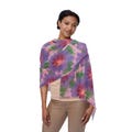 Light Scarf - Watercolor Flower Painting Handmade
