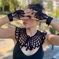 Crochet Spider Collar and Gloves Set: Gothic Halloween Costume, Handmade Cotton