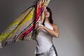 Plissé Silk Scarf: Vibrant Multicolored Twill Italian Made Head Scarf, Lightweigh Neckerchief