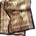 Brown GOLD Scarf Silk Satin Leaves Design Floral Geometric Print Pattern Neck Wrap Headband Necklace Jacket Autumn Gift for Women Ladies Her
