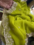 Green Cutwork Dupatta with Zari Work – Elegant Ethnic Partywear Scarf for Women
