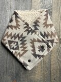 Tan Wool Southwest design Cowl. Sherpa style fleece. Cowboy cowl. Western Cowgirl cowl. Southwestern Scarf. Neck Gaiter. Wild Rags. Winter.