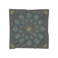 Peacock Feather Chiffon Scarf 25x25 Art Deco Square Scarf in Teal & Gold