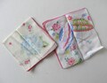 2 Vintage Ladies vintage Handkerchiefs, Woman's Accessory, circa 50's, Wedding, prop, gift idea