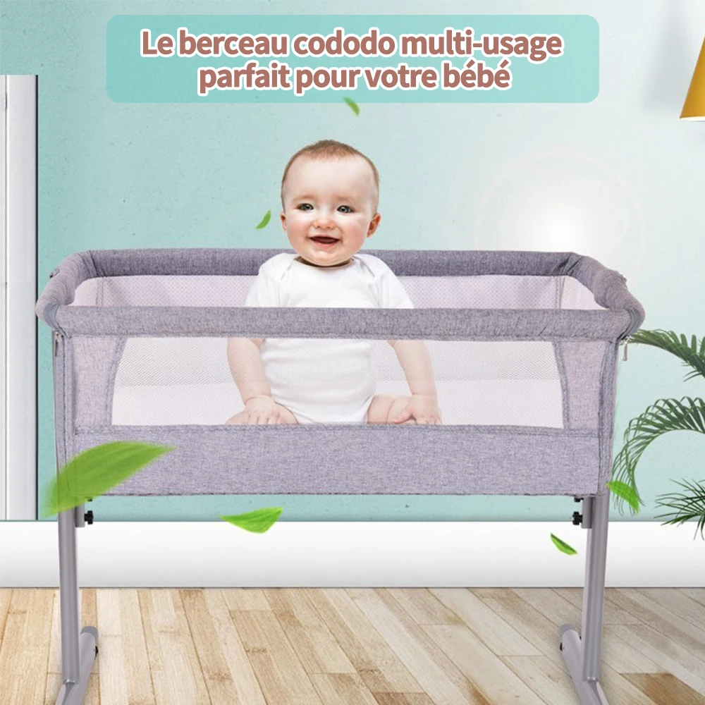 baby bed, cododo crib with mattress, baby extra bed, height adjustable, reclinable, compatible with different beds, easy to install and carry, 6 months 9 kg, gray baby bed, cododo crib with mattress, baby extra bed, height adjustable, reclinable, compatible with different beds, easy to install and carry, 6 months 9 kg, gray