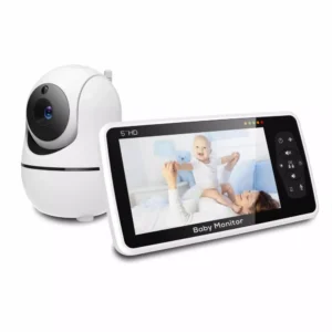 new 5 inch video baby monitor with camera and audio, 4x zoom, 22hrs battery, 1000ft range 2 way temperature sensor lullaby