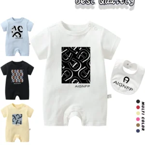 2025 hot sales newborns rompers summer new bib scarf toddler boy jumpsuit 2pcs set baby clothes 0 cotton soft short bodysuits
