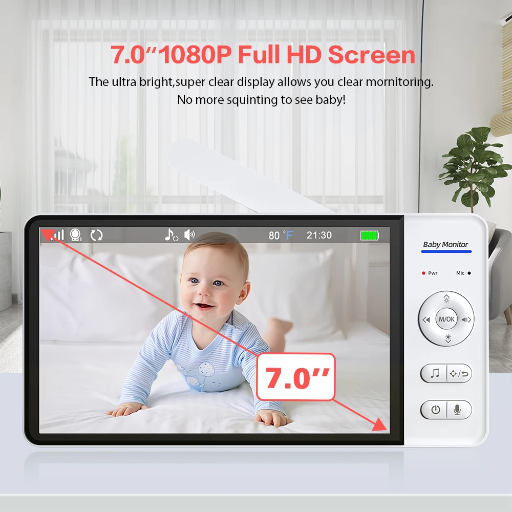 7'' wireless video baby monitor 1080p hd large display 4x zoom tf card slot feeding timer 2 way audio security camera babysitter 7'' wireless video baby monitor 1080p hd large display 4x zoom tf card slot feeding timer 2 way audio security camera babysitter