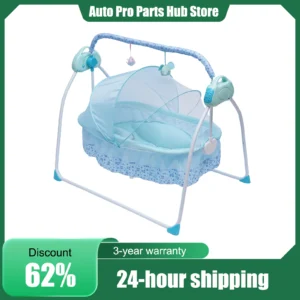 electric bluetooth baby swing cradle bassinet rocking crib, portable infant bed, automatic swinging baby rocking chair