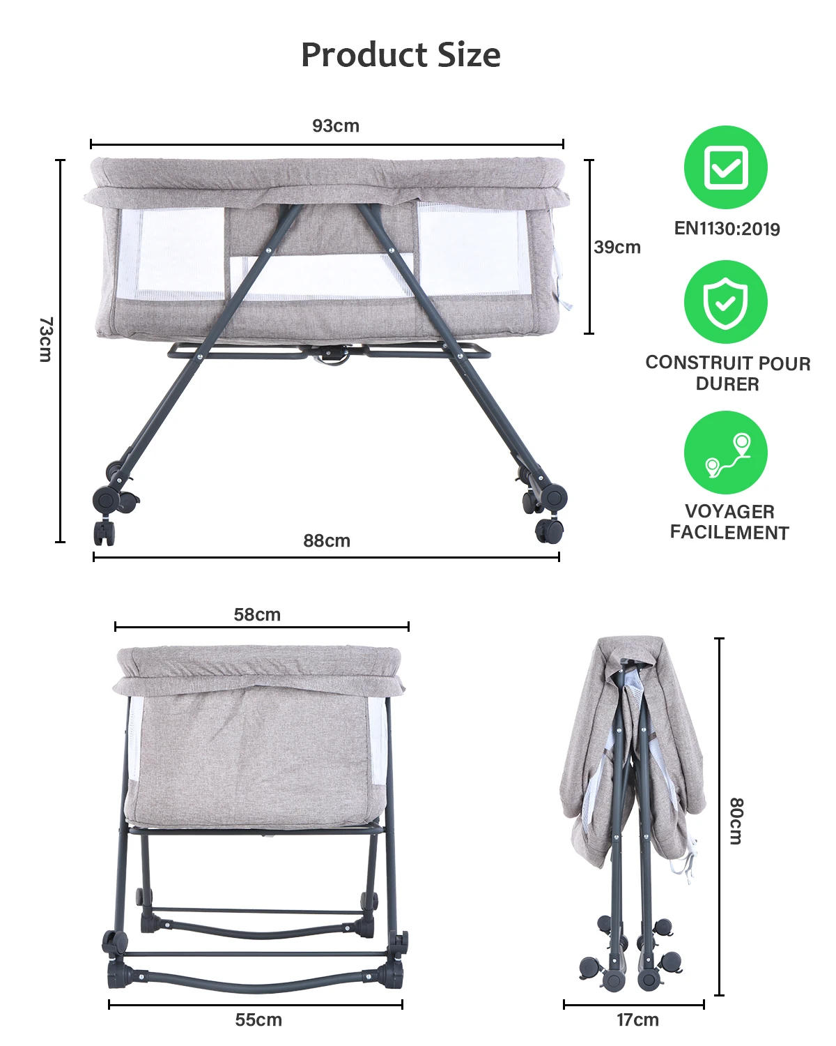 baby grab and go travel cot with mattress & silent wheels, rocking crib convertible, xyt 001 baby grab and go travel cot with mattress & silent wheels, rocking crib convertible, xyt 001