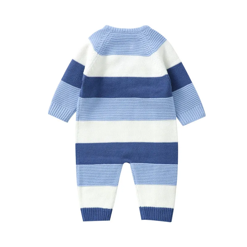 0 to 18 months baby girl boy sweater romper autumn winter clothes striped crew neck long sleeve full length jumpsuit 0 to 18 months baby girl boy sweater romper autumn winter clothes striped crew neck long sleeve full length jumpsuit