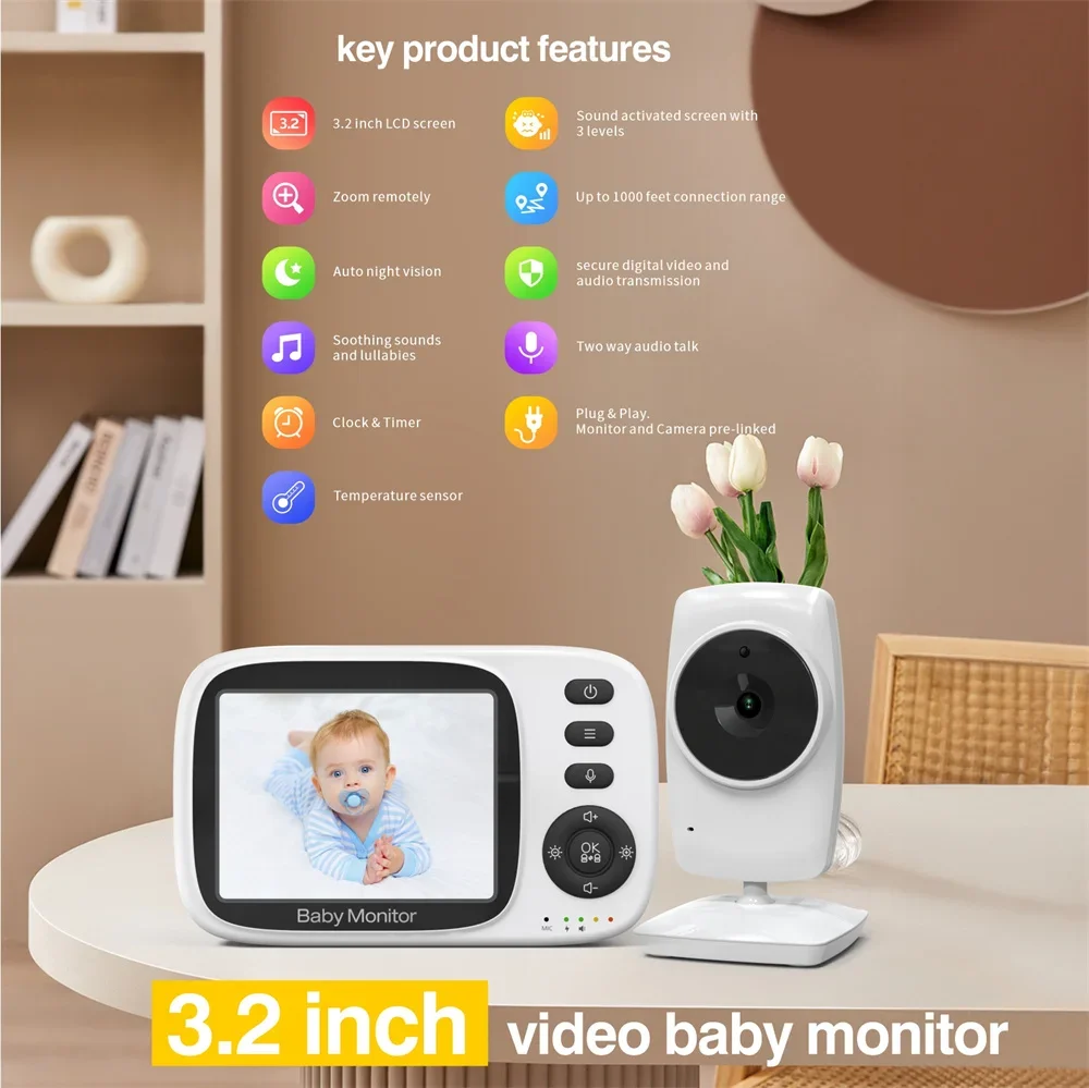 babystar 3.2inch wireless video baby monitor with lullabies auto night vision two way intercom temperature monitoring babysitter babystar 3.2inch wireless video baby monitor with lullabies auto night vision two way intercom temperature monitoring babysitter