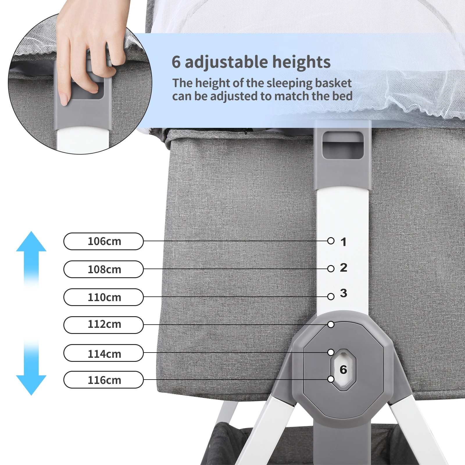 cododo extra bed, 3 in 1, baby bed, crib with mattress, height adjustable 6 levels, reclinable, compatible with different beds, foldable and easy to carry, gray/black/beige/blue cododo extra bed, 3 in 1, baby bed, crib with mattress, height adjustable 6 levels, reclinable, compatible with different beds, foldable and easy to carry, gray/black/beige/blue