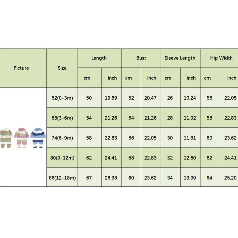 0 to 18 months baby girl boy sweater romper autumn winter clothes striped crew neck long sleeve full length jumpsuit 0 to 18 months baby girl boy sweater romper autumn winter clothes striped crew neck long sleeve full length jumpsuit