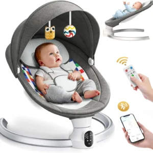 bluetooth electric baby swing,5 point harnesses electric baby bouncer with timer,music , mobile app/remote/imd panel control
