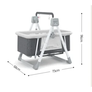 smart baby rocker cradle wireless music, variable speed, foldable aluminum stand, detachable bassinet with time & manual mode