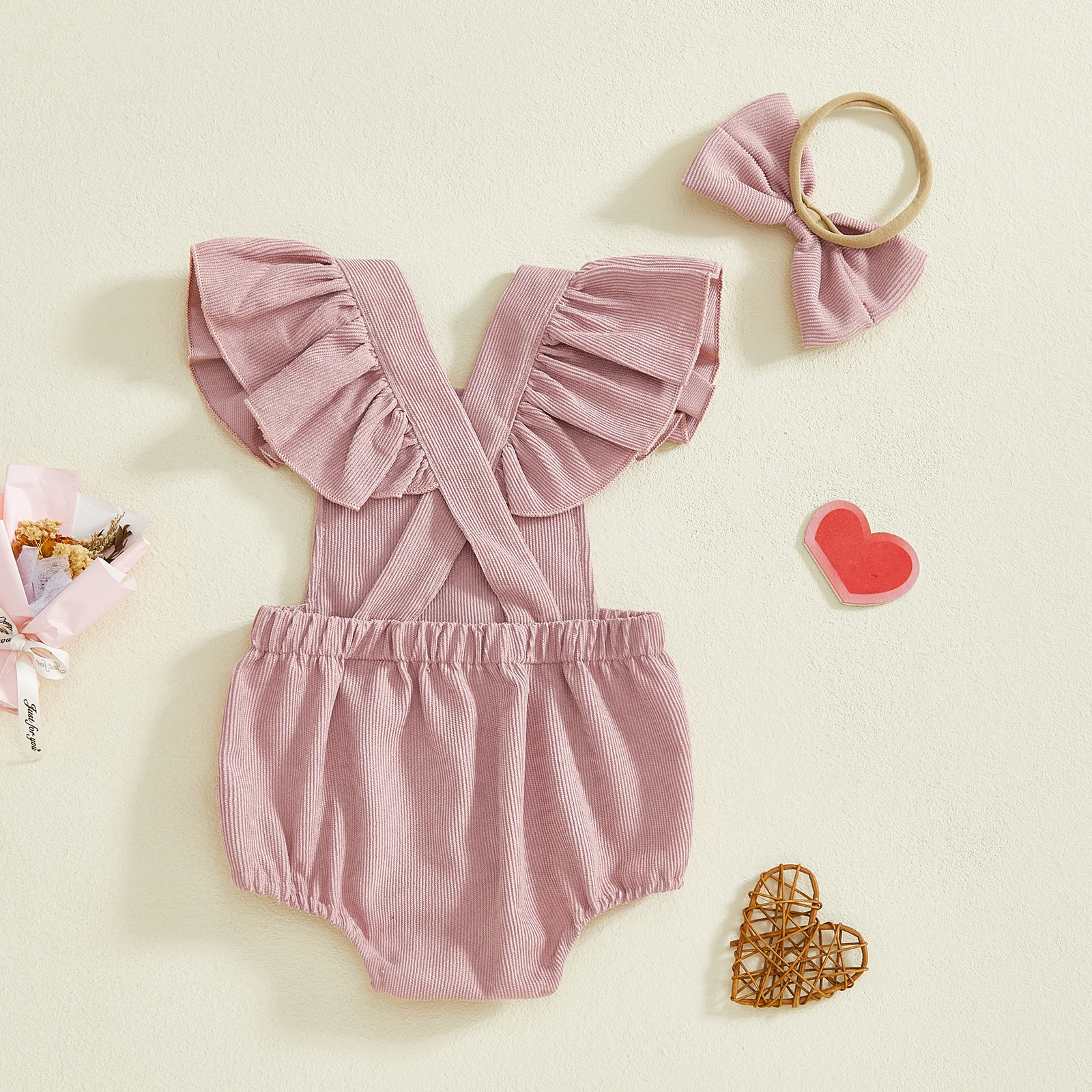 baby girl valentines outfit letter love heart embroidered ruffled trim flying sleeve romper and bow headband 2 pcs set baby girl valentines outfit letter love heart embroidered ruffled trim flying sleeve romper and bow headband 2 pcs set