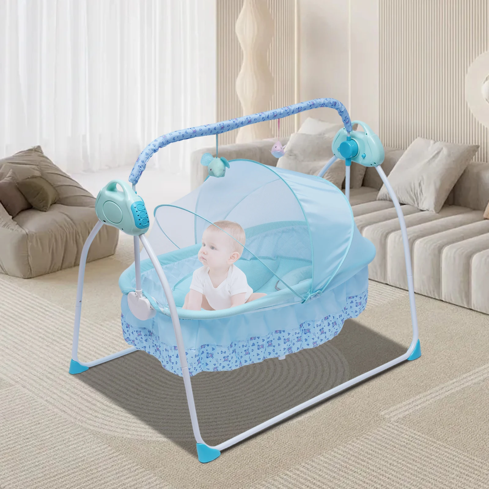 electric bluetooth baby swing cradle bassinet rocking crib, portable infant bed, automatic swinging baby rocking chair electric bluetooth baby swing cradle bassinet rocking crib, portable infant bed, automatic swinging baby rocking chair