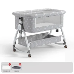 portable and movable baby crib, foldable height adjustable splicing large bed, baby cradle bed, bb bed, anti overflow milk