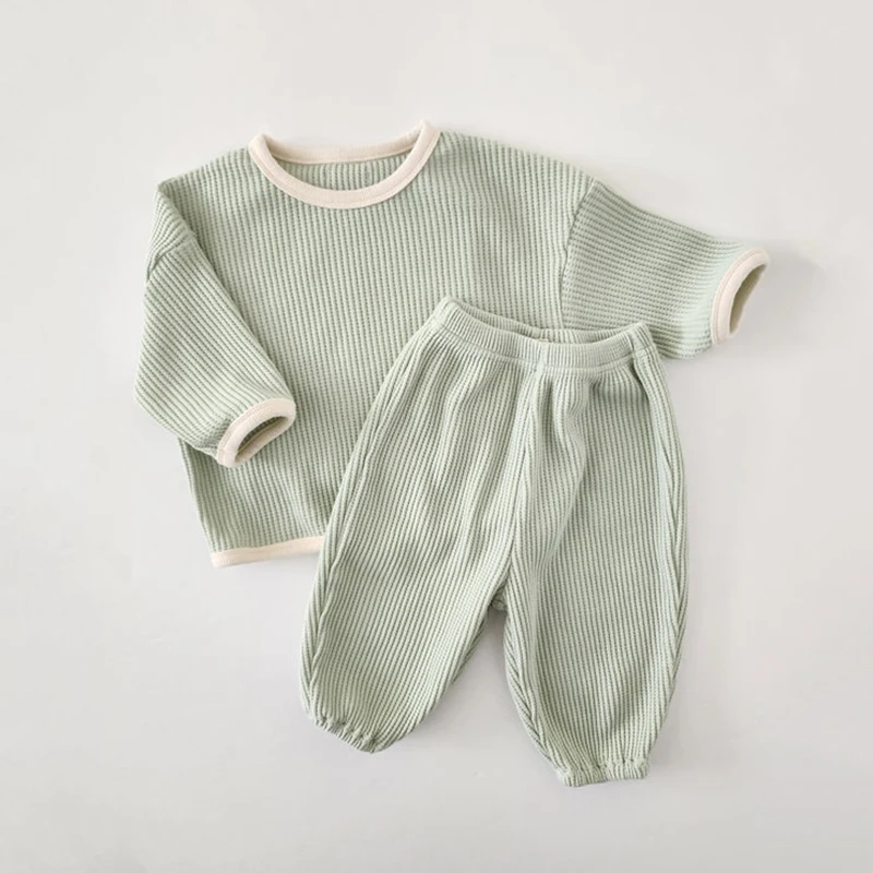 korean style children clothes suit waffle pullover+pants baby boys girls clothing set spring autumn kids clothes suit korean style children clothes suit waffle pullover+pants baby boys girls clothing set spring autumn kids clothes suit