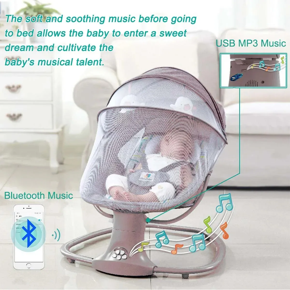 electric baby cradle mosquito net bluetooth music baby rocking chair remote multifunctional baby crib for newborns baby items electric baby cradle mosquito net bluetooth music baby rocking chair remote multifunctional baby crib for newborns baby items