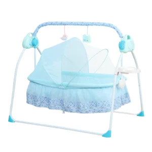 electric baby cradle with remote control foldable bassinet for newborns 5 speed swing modes bluetooth music timer sleep aid