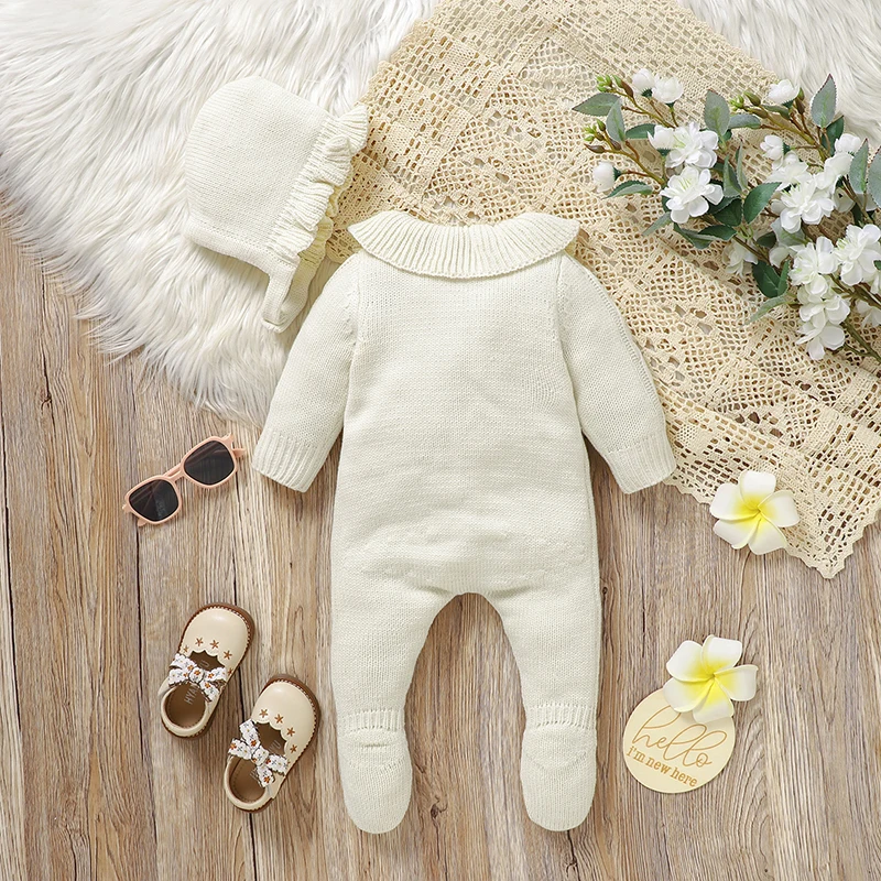 newborn baby romper knitted infant boy girl jumpsuit outfits long sleeve autumn kid clothes hat 2pcs 0 9m overalls fashion solid newborn baby romper knitted infant boy girl jumpsuit outfits long sleeve autumn kid clothes hat 2pcs 0 9m overalls fashion solid