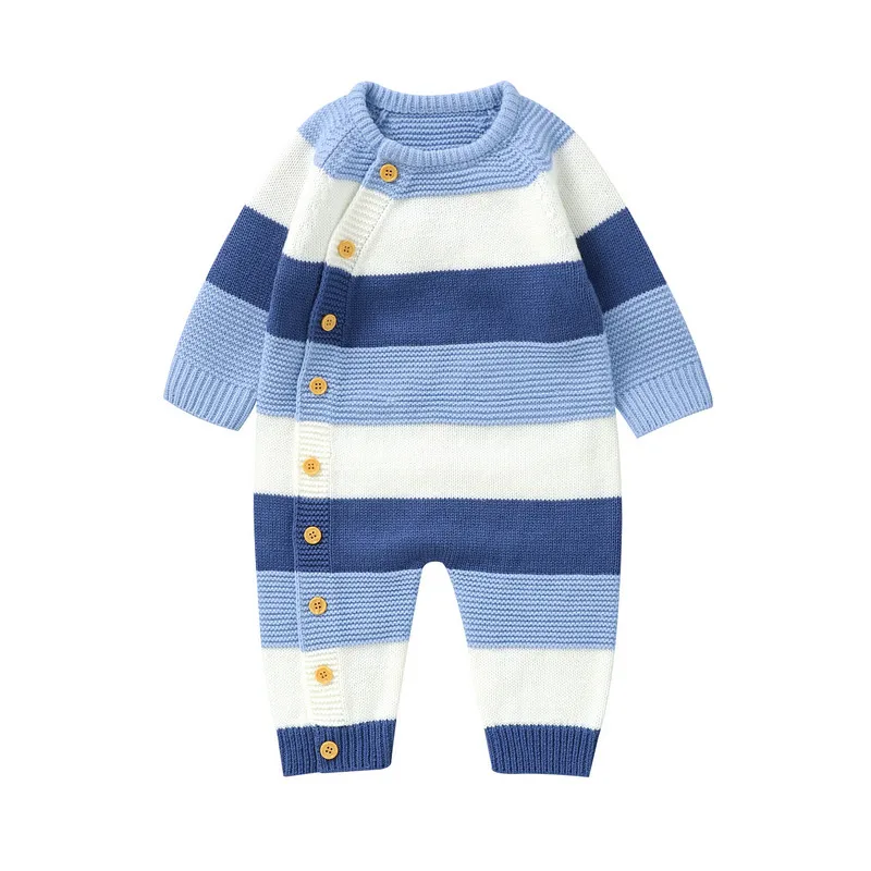 0 to 18 months baby girl boy sweater romper autumn winter clothes striped crew neck long sleeve full length jumpsuit 0 to 18 months baby girl boy sweater romper autumn winter clothes striped crew neck long sleeve full length jumpsuit