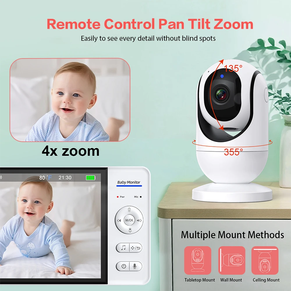 7'' wireless video baby monitor 1080p hd large display 4x zoom tf card slot feeding timer 2 way audio security camera babysitter 7'' wireless video baby monitor 1080p hd large display 4x zoom tf card slot feeding timer 2 way audio security camera babysitter