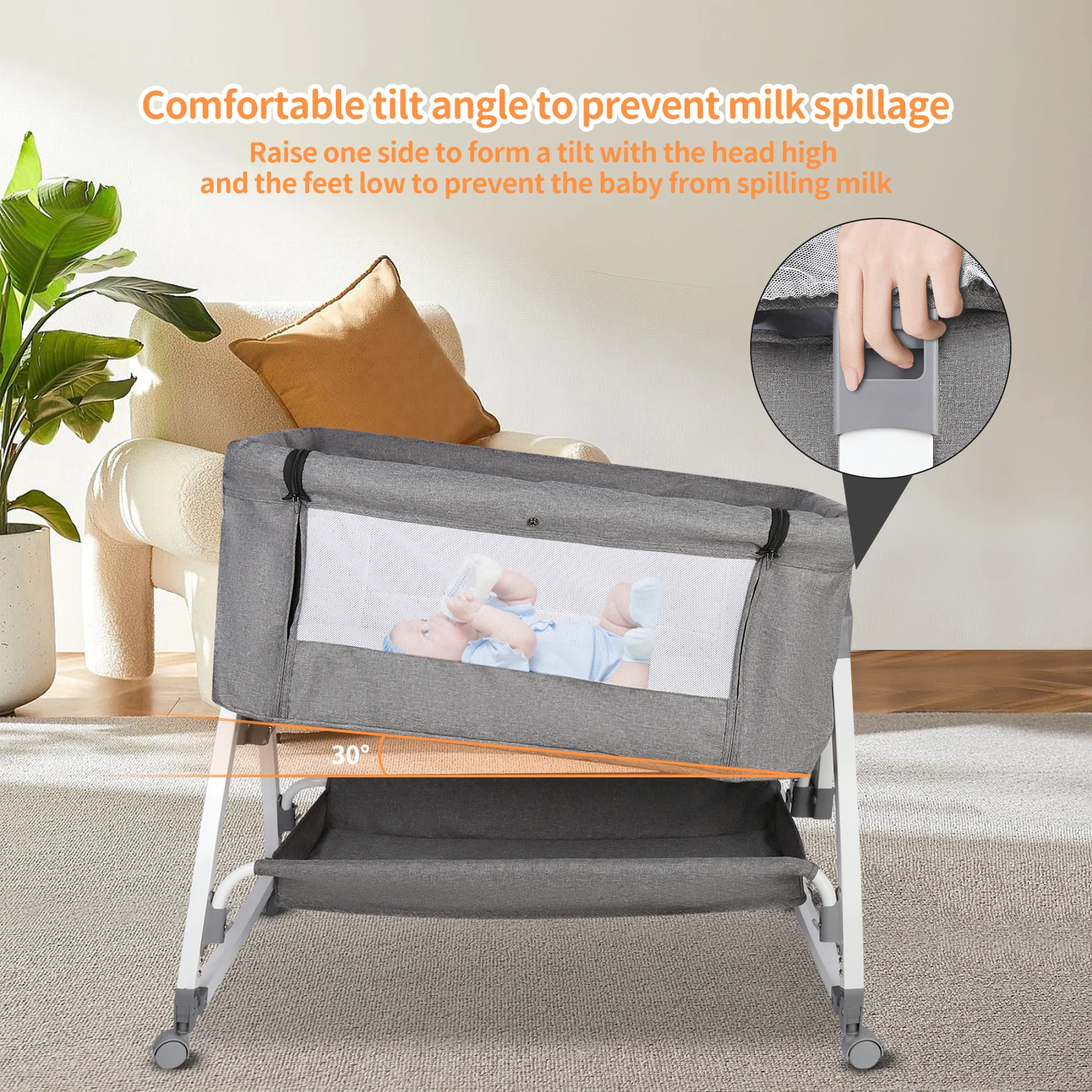 cododo extra bed, 3 in 1, baby bed, crib with mattress, height adjustable 6 levels, reclinable, compatible with different beds, foldable and easy to carry, gray/black/beige/blue cododo extra bed, 3 in 1, baby bed, crib with mattress, height adjustable 6 levels, reclinable, compatible with different beds, foldable and easy to carry, gray/black/beige/blue
