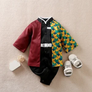 spring and autumn boys and girls handsome anime style dressing long sleeve baby bodysuit