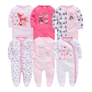 kavkas baby clothing girls pink romper cartoon kids pajamas long sleeve jumpsuit bebe playsuit girls clothes 0`12 monthes